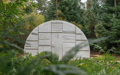End profile view of Rachel Whiteread's Nissen Hut, Dalby Forest