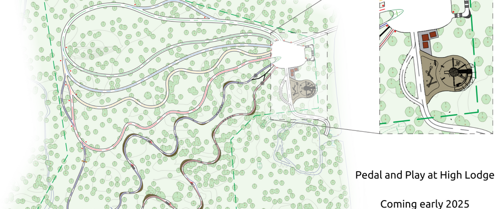 Simple map showing proposed layout of Pedal and Play trail for High Lodge