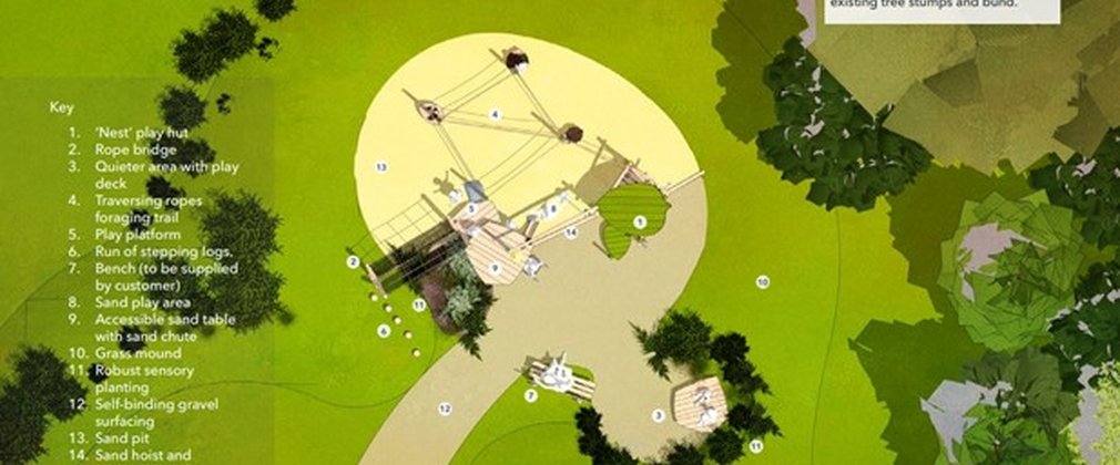 Plan view of play area 1 (Dormouse) at Fineshade Wood