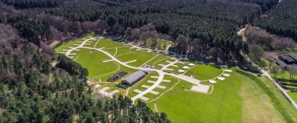 A aerial view of the Sherwood Pines Campsite