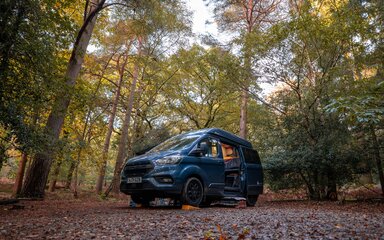 Campervan in a forest
