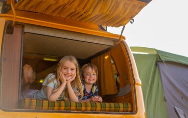 Kids in campervan