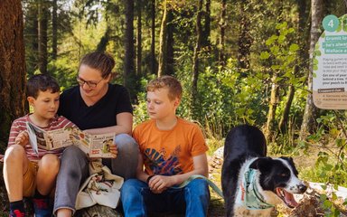 Family in forest