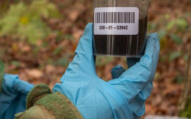 Man holding sample