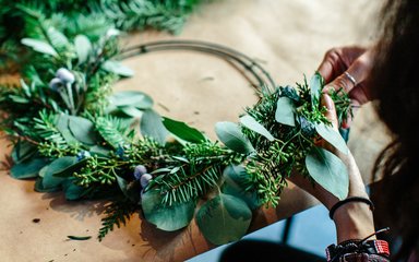 Christmas wreath making