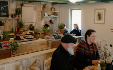 Diners in Haldon Forest Park Cafe