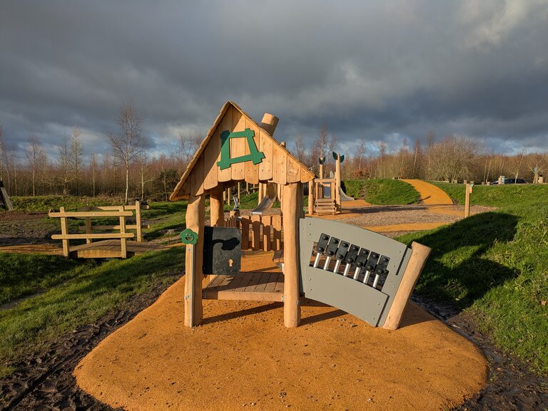 Timber playhouse climbing structure